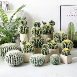 Artificial Cactus Green Plant Potted Fake Tropical Desert Sphere Plant Shop Window Soft Decoration Landscaping Ornament