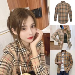 (Nanyou High Quality) Classic Women's Plaid Shirt Casual Loose Slim Fit Women's Clothing Pure Cotton Shirt