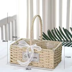 Imitation Rattan Holiday Gift Basket, Household Fruit Basket, Hand-Woven Storage Basket, Postpartum Egg Basket, Portable Flower Basket, Picnic Basket