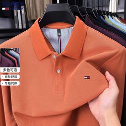Authentic American Tommy Hilfiger Men's Pure Cotton Polo Shirt Long-Sleeve T-Shirt Autumn Turn-Down Collar Business Casual Base Layer