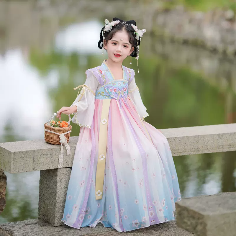 Amazon.co.jp: 【F-Y88】漢服夏服中国風2025新型児童超仙古着夏