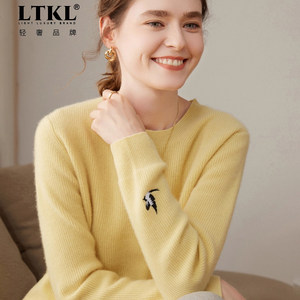 
Ordos round neck 100% pure cashmere sweater for women in autumn and winter new style sweater embroidered top high-end knitted sweater