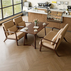 Retro Cafe Table and Chair Set for Milk Tea Shops, Bars, Hotels, and Guesthouses; Leisure and Meeting Single Sofa Chairs and Booth Seating