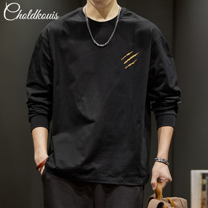 
Long-sleeved T-shirt for men in spring and autumn 2026 new 260g heavy-weight bottoming shirt sweatshirt for men pure cotton large size loose round neck