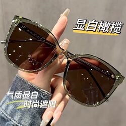 Oversized Olive Green Polarized Sunglasses for Women 2026 New Style High-End Large Face Slimming Anti-Uv Sunglasses