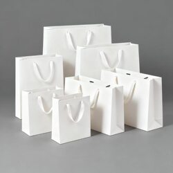 In-Stock Thick White Cardboard Bags, White Gift Bags, Clothing Store Tote Bags, Eyewear and Cosmetics Advertising Trendy Paper Bags