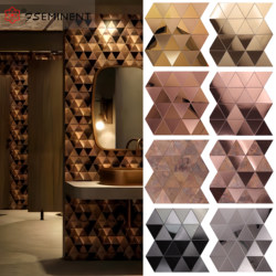 Triangular 3D Metal Mosaic, Light Luxury Wall Decoration, Tile Background Wall Mirror Surface