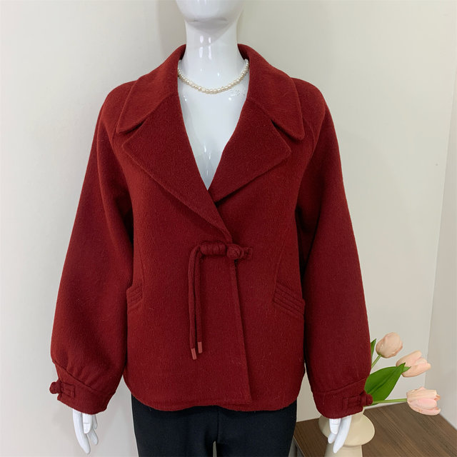 Middle-aged and elderly women's autumn and winter woolen coats Mother's year of birth double-sided cashmere woolen coat happy mother-in-law dress