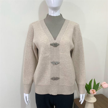 
Mom's autumn and winter fake two-piece velvet thickened sweater for women