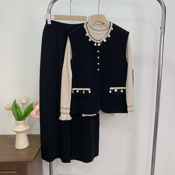 Mom's spring and autumn clothes, fashionable little fragrance vest three-piece set