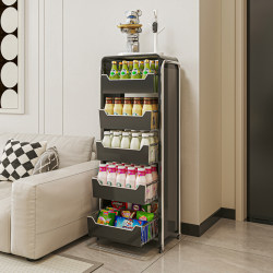 Living Room Snack Storage Rack, High-Looking Floor-Standing Multi-Layer Drawer-Type Storage Cabinet for Drinks and Fruit, Small Trolley