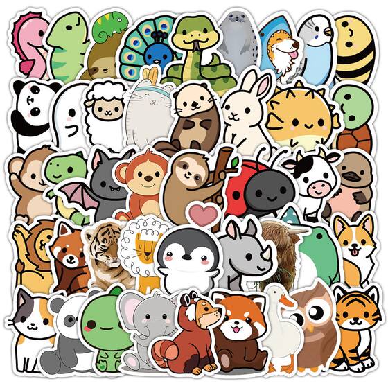 
102 cute cartoon animal stickers DIY decoration mobile phone case hand ledger notebook desktop waterproof stickers