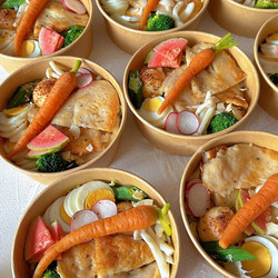 Kraft Paper Bowls, Disposable Round Thickened Lunch Boxes, Whole Box Wholesale, Light Food Salad Bowls, Bento Takeaway Packaging Lunch Boxes