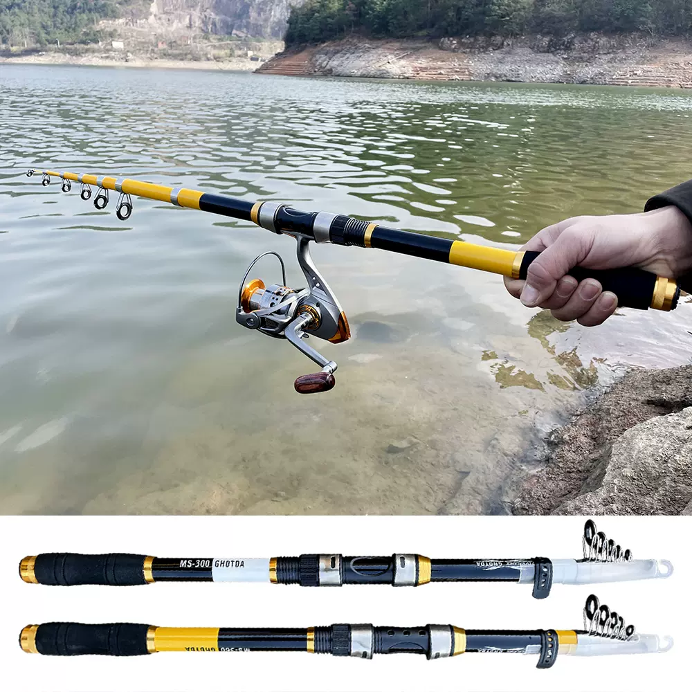 Fishing Rod Kit 2.1-3.6m Telescopic Pole Spinning Reel 5.2:1-Taobao