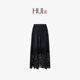 Hui Hui ink dyeing cotton lace lace magnolia hollow hook flowers stitching thin bag hip retro lower half skirt

