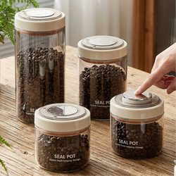 Jumily Coffee Beans Sealed Storage Vacuum Jar Food-Grade High Borosilicate Glass Sealed Jar for Grain Storage