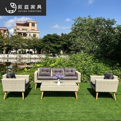 Outdoor garden courtyard handmade rattan sofa outdoor B&B cafe milk tea shop woven waterproof sun protection chair