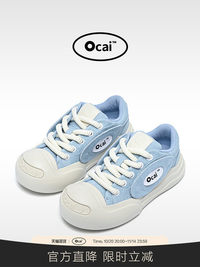 OCAI SMILE CANVAS SNEAKERスニーカー ブルー 37 Ocai スマイルキャンバスシューズ - ブルーロータスニーカー