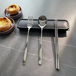 316 Stainless Steel Chopsticks and Spoon Set 304 Household Three-Piece Set Single-Person Portable Cutlery Box Student Storage Box