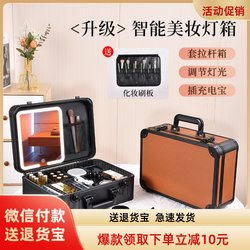 Cosmetic Case 2026 New High-End Portable Large-Capacity Makeup Box with Mirror and Fill Light 15inch Cosmetic Storage Travel Box
