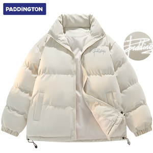 
Paddington Bear 2025 autumn and winter men's reflective labeling jacket casual loose couple warm thickened cotton clothing trendy