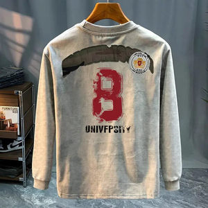 
Outlets~Special counter foreign trade tail goods pick-up round neck outer wear 2025 long-sleeved T-shirt bottoming shirt for men spring and autumn