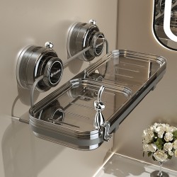 Suction cup soap box wall-mounted household high-end bathroom drain soap rack 2024 new style punch-free soap box