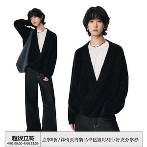 sameuoo free-range culture moonmo irregular cross-padded sweater cardigan jacket literary style robe