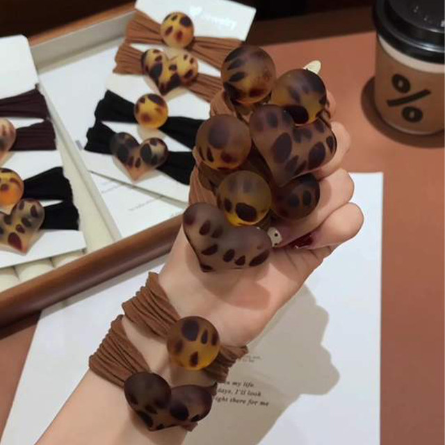 Leopard print hair tie headband 2025 new style high-end high-end hair tie rubber band high elasticity and durable hair rope headwear for women