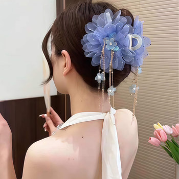 Summer Tassel Blue Kiss Flower Butterfly Clip Headdress