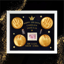 Full Moon Hand and Foot Print Clay Baby Hair Keepsake Photo Frame Newborn Baby Footprints Handprints 100-Day Birthday Gift