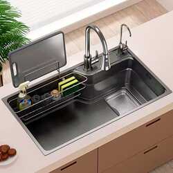 Honeycomb Embossed Thickened Sus304 Stainless Steel Sink, Large Single Bowl Japanese-Style Kitchen Sink for Washing Vegetables and Dishes