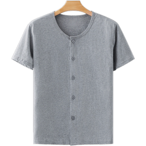 
Middle-aged and elderly pure cotton cardigan short-sleeved men's fattened loose cotton vest old man dad sweatshirt summer elderly home