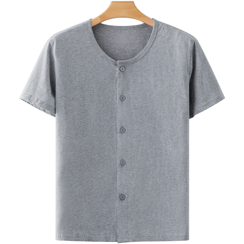 
Middle-aged and elderly pure cotton cardigan short-sleeved men's fattened loose cotton vest old man dad sweatshirt summer elderly home