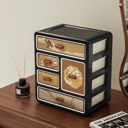 Medieval-Style Desktop Storage Box for Home Use, Dressing Table Cosmetics and Jewelry Storage Box, Skin Care Product Multi-Functional Organizing Box