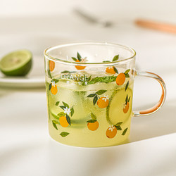 Glass Breakfast Cup for Home and Office, High-Looking and Cute, with Scale and Handle, Microwaveable Milk Cup