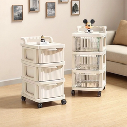 Trolley Snack Storage Rack Storage Cabinet Kitchen Movable Floor-Standing Drawer-Type Storage Rack Multi-Layer Organizing Rack