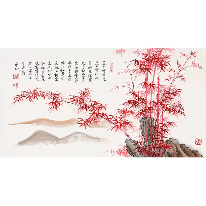 中国美術・純手描き三尺画芯竹子・水彩画・啓功印款・肉筆・宣紙