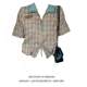 Large size fat mm American retro denim spliced ​​short plaid shirt for women in spring sweet and spicy style shoulder short-sleeved top