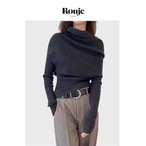 [Ready Stock] Rouje Life Nordic Style Minimalist Commuting Design Slim High Neck Sweater Layered Sweater