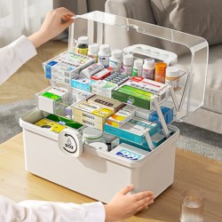 Household Medicine Box, Family Medicine Storage Box, Large-Capacity Medicine Box, Multi-Layer Children's Medicine Plastic Medicine Box