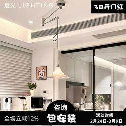 Magnolia Restaurant Chandelier French Vintage Cream Glass Lighting Bauhaus Minimalist Designer Swing Arm Movable Lamp