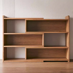 Bookshelf Floor-Standing Retractable Bookcase Solid Wood Color Storage Cabinet Simple Household Low Cabinet Student Desktop Storage Rack