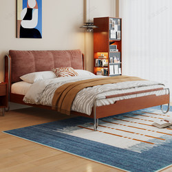 French-Style Retro Flowing Shadow Bed, Solid Wood Bed, Fabric Bed, Upholstered Bed, Mid-Century Style 1.8m 2025 New Model Master Bedroom Large Bed