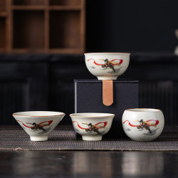 Ruyao Nezha Master Cup Single Cup Retro Chinese-Style Ceramic Tea Cup Celadon Jingdezhen Ruyao Porcelain Tea Cup Handmade Tea Set