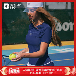 Heytopbbg【Tennis Series】High Elasticity Breathable Splicing Slimming Tennis Fitness Clothing V-Neck Short-Sleeved T-Shirt for Women