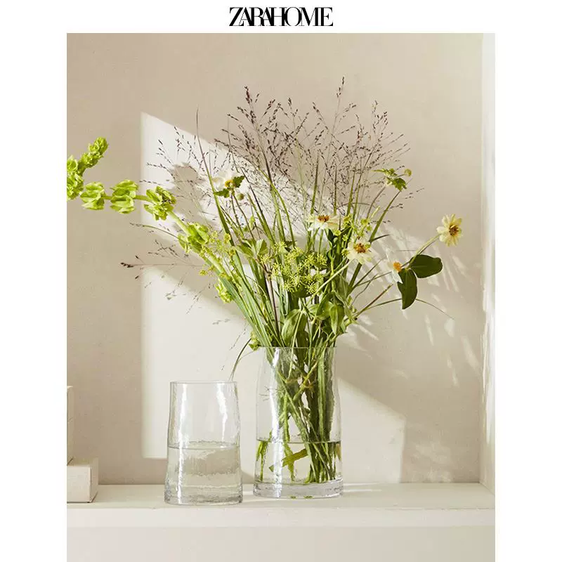 Zara Home INS风透明玻璃不规则管状小资客厅插花瓶41325046990-Taobao