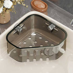 Corner Sink Built-In Shelf Kitchen Sponge Wipe Cloth Draining Storage Rack No-Drill Suction Cup Wall-Mounted Triangle Rack