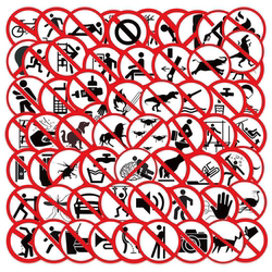 124 Pieces of Prohibition Sign Stickers, Funny and Creative Warning Signs, Decorative Waterproof Stickers for Planners, Phones, and Notebooks
