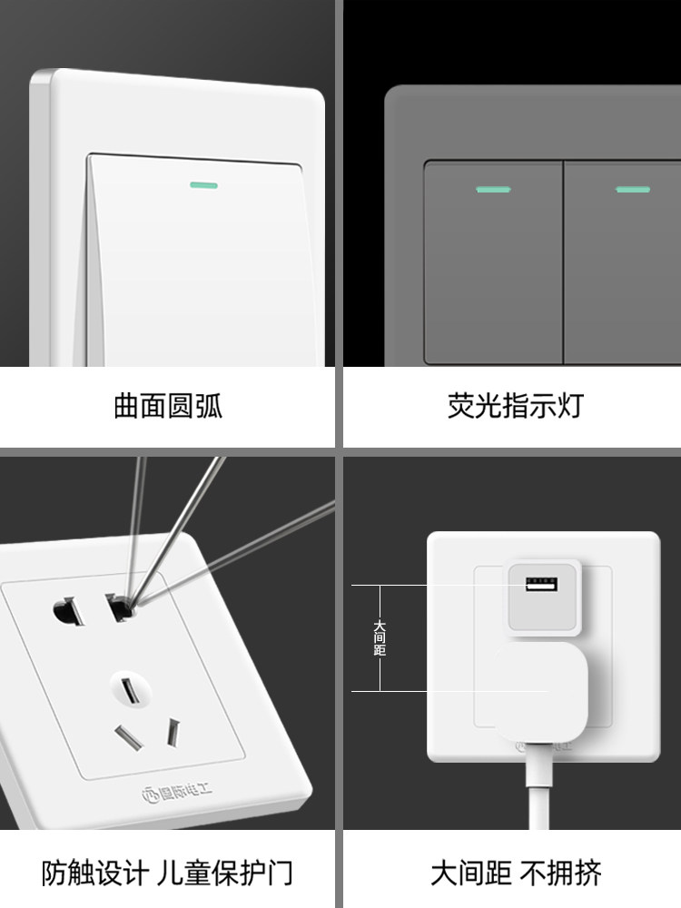 Aiymi 86 Type Single Control Switch Panel - White